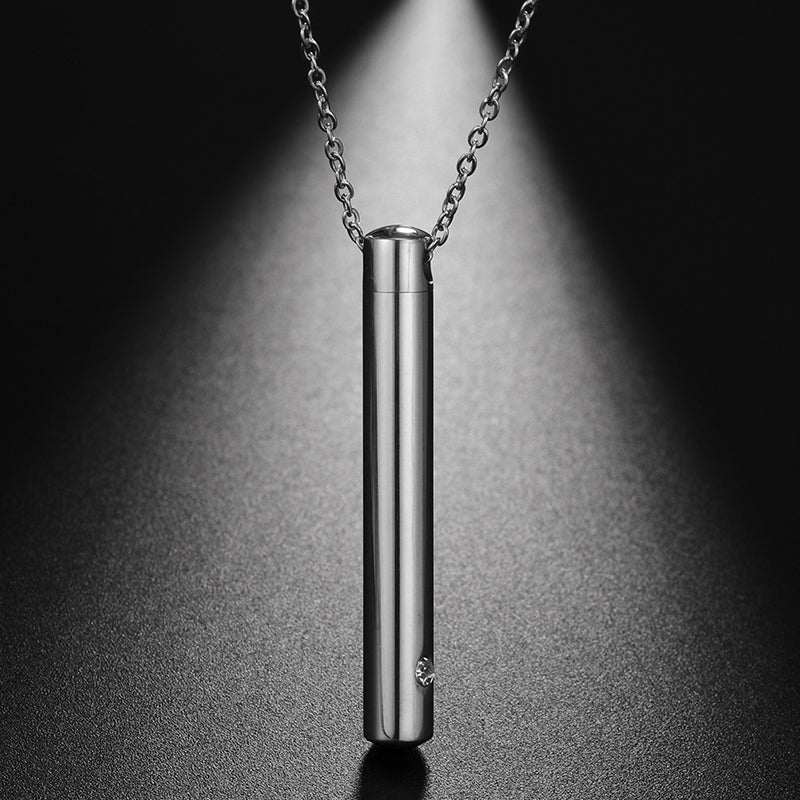 New Arrival Stainless Steel Empty Cremation Urn Pendant Crystal Perfume Bottles Necklace Pendant Wholesale 50cm